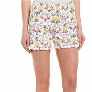 NWT J. Mclaughlin Avila Pineapple Palms Mid Rise Tassle Detail Shorts Size Small